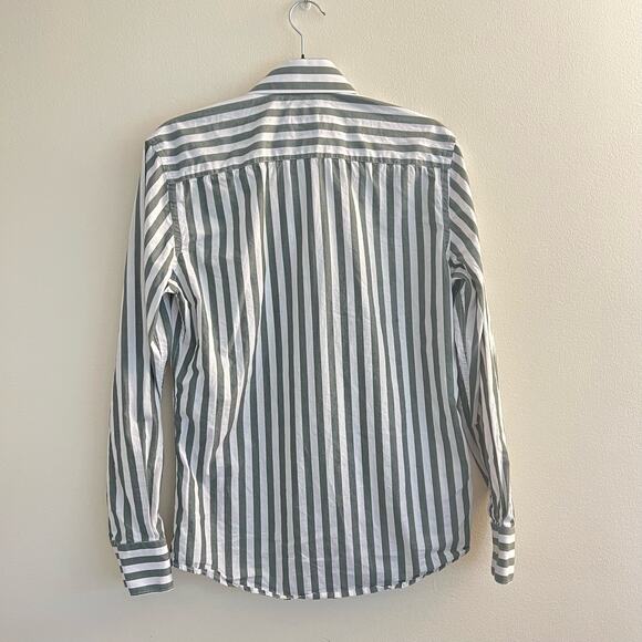 Men's Vintage Green Striped Button Up - Picture 4 of 8